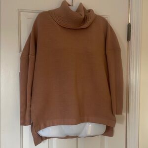 Women's Tan Sweater ribbed high low brown sweater
